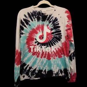 TikTok Graphic Tie-Dye Influencer Long Sleeve T-Shirt LARGE